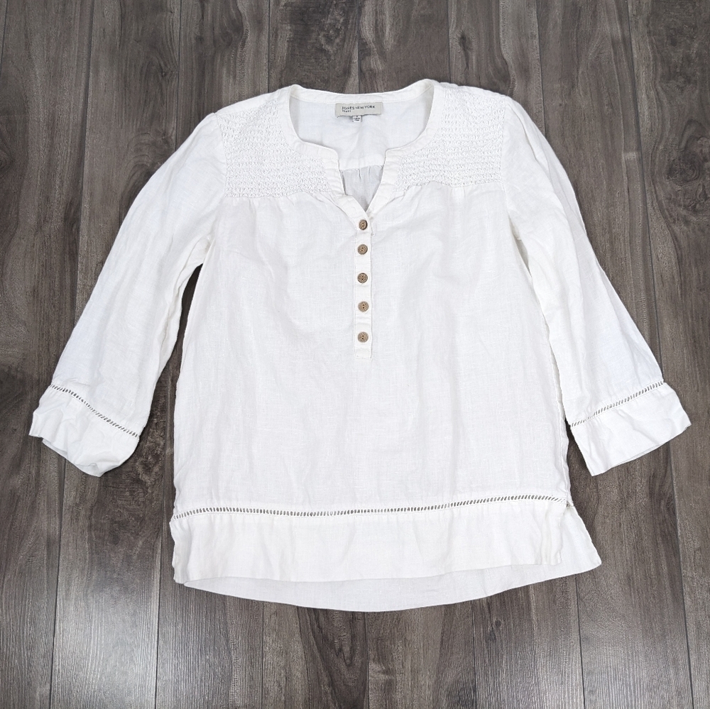 Jones New York White Tunic Linen Size Small